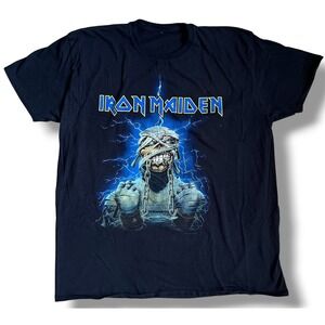 Iron Maiden Mens Black Graphic T-Shirt Eddie Mummy Powerslave 2013 Rock Band Tee